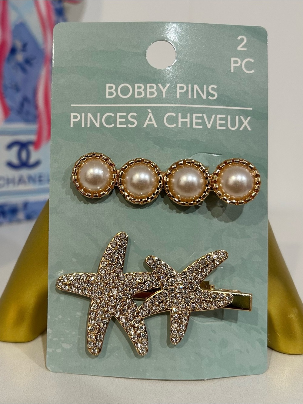 Ulta Beauty Gold Pearl & Crystal Starfish Hair Clips